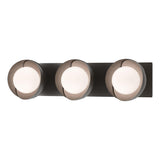 Hubbardton Forge 2022 Oil Rubbed Bronze Oil Rubbed Bronze Opal Glass (GG) Brooklyn 3-Light Straight Double Shade Bath Sconce