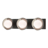 Hubbardton Forge 2022 Oil Rubbed Bronze Vintage Platinum Opal Glass (GG) Brooklyn 3-Light Straight Double Shade Bath Sconce