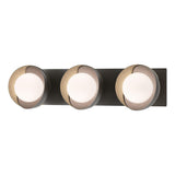 Hubbardton Forge 2022 Oil Rubbed Bronze Soft Gold Opal Glass (GG) Brooklyn 3-Light Straight Double Shade Bath Sconce