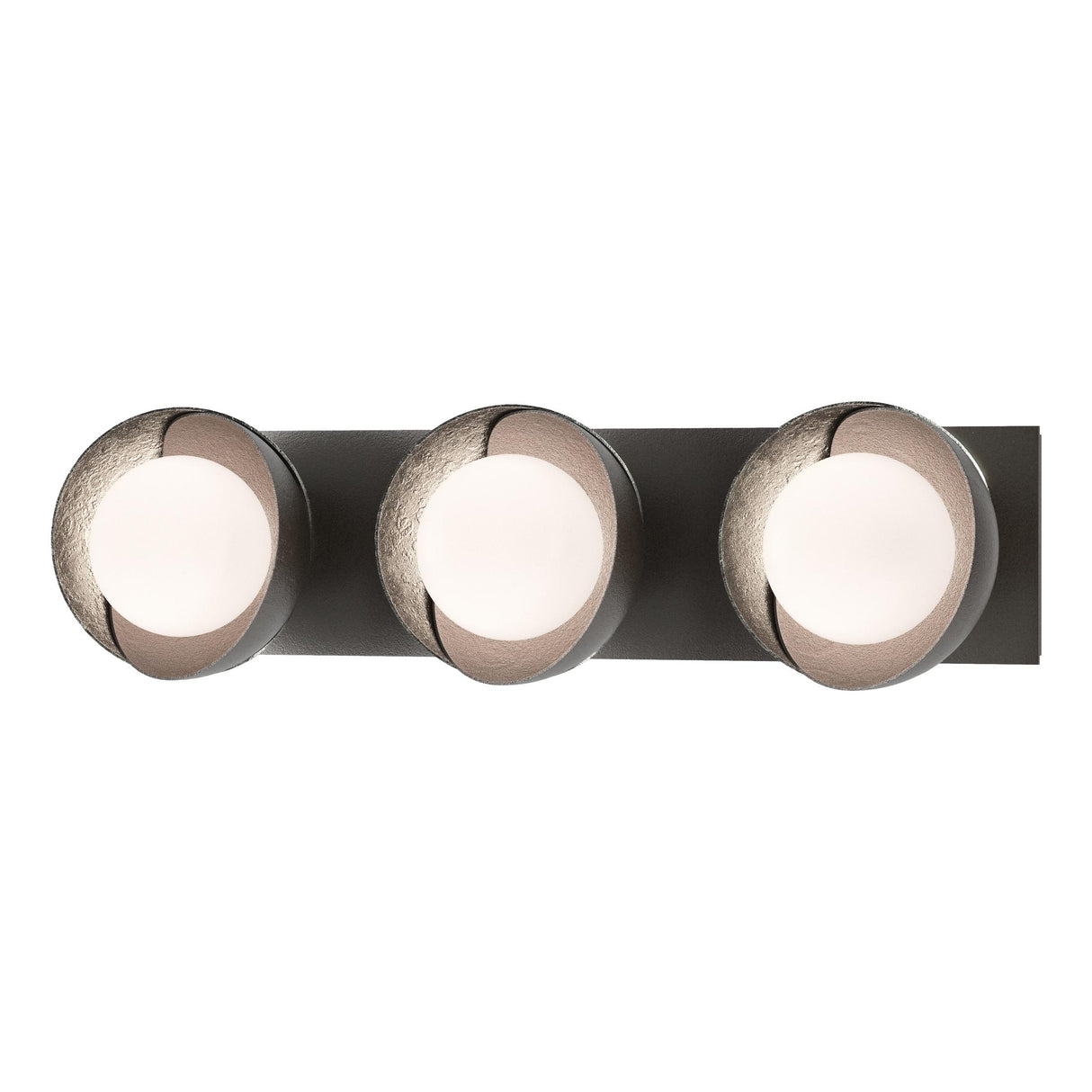 Hubbardton Forge 2022 Oil Rubbed Bronze Sterling Opal Glass (GG) Brooklyn 3-Light Straight Double Shade Bath Sconce