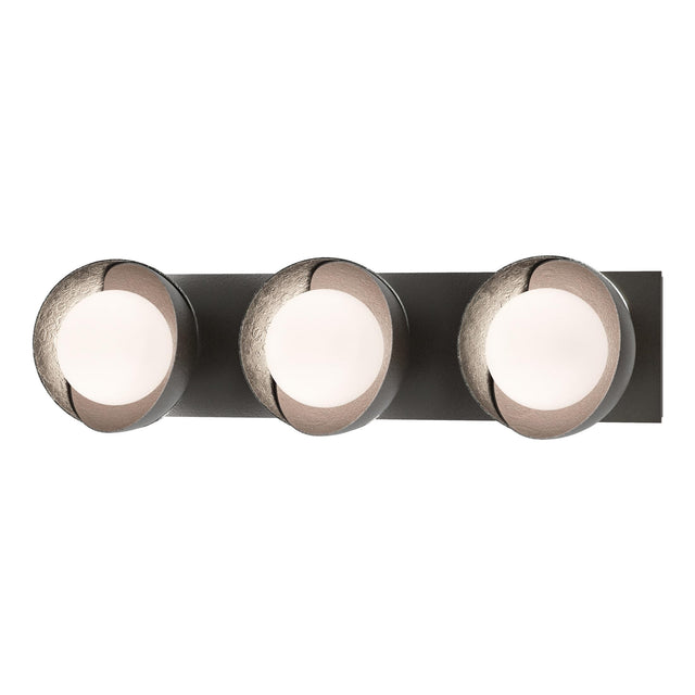 Hubbardton Forge 2022 Oil Rubbed Bronze Sterling Opal Glass (GG) Brooklyn 3-Light Straight Double Shade Bath Sconce