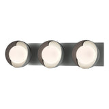 Hubbardton Forge 2022 Vintage Platinum Black Opal Glass (GG) Brooklyn 3-Light Straight Double Shade Bath Sconce
