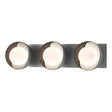 Hubbardton Forge 2022 Vintage Platinum Oil Rubbed Bronze Opal Glass (GG) Brooklyn 3-Light Straight Double Shade Bath Sconce