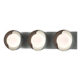 Hubbardton Forge 2022 Vintage Platinum Oil Rubbed Bronze Opal Glass (GG) Brooklyn 3-Light Straight Double Shade Bath Sconce