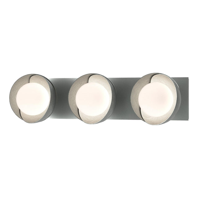 Hubbardton Forge 2022 Vintage Platinum Vintage Platinum Opal Glass (GG) Brooklyn 3-Light Straight Double Shade Bath Sconce