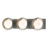 Hubbardton Forge 2022 Vintage Platinum Soft Gold Opal Glass (GG) Brooklyn 3-Light Straight Double Shade Bath Sconce