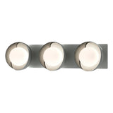 Hubbardton Forge 2022 Vintage Platinum Sterling Opal Glass (GG) Brooklyn 3-Light Straight Double Shade Bath Sconce