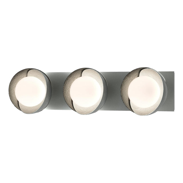 Hubbardton Forge 2022 Vintage Platinum Sterling Opal Glass (GG) Brooklyn 3-Light Straight Double Shade Bath Sconce
