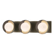 Hubbardton Forge 2022 Soft Gold Black Opal Glass (GG) Brooklyn 3-Light Straight Double Shade Bath Sconce