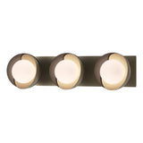 Hubbardton Forge 2022 Soft Gold Oil Rubbed Bronze Opal Glass (GG) Brooklyn 3-Light Straight Double Shade Bath Sconce