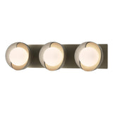 Hubbardton Forge 2022 Soft Gold Vintage Platinum Opal Glass (GG) Brooklyn 3-Light Straight Double Shade Bath Sconce