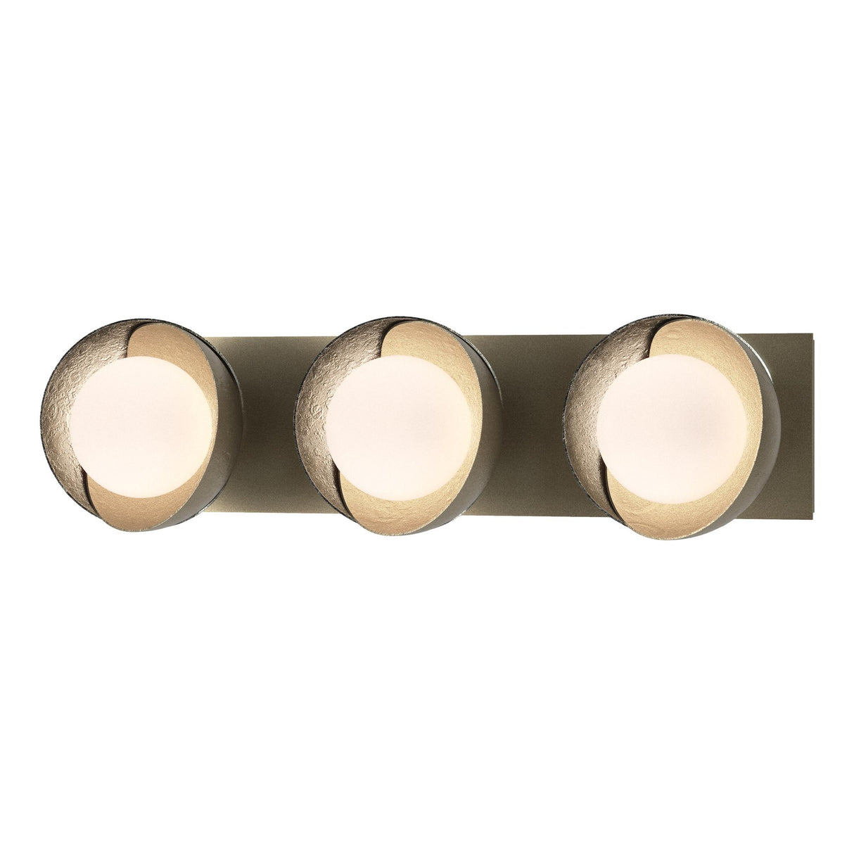 Hubbardton Forge 2022 Soft Gold Sterling Opal Glass (GG) Brooklyn 3-Light Straight Double Shade Bath Sconce