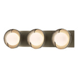 Hubbardton Forge 2022 Soft Gold Sterling Opal Glass (GG) Brooklyn 3-Light Straight Double Shade Bath Sconce