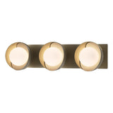 Hubbardton Forge 2022 Soft Gold Modern Brass Opal Glass (GG) Brooklyn 3-Light Straight Double Shade Bath Sconce