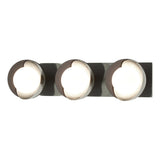 Hubbardton Forge 2022 Sterling Black Opal Glass (GG) Brooklyn 3-Light Straight Double Shade Bath Sconce