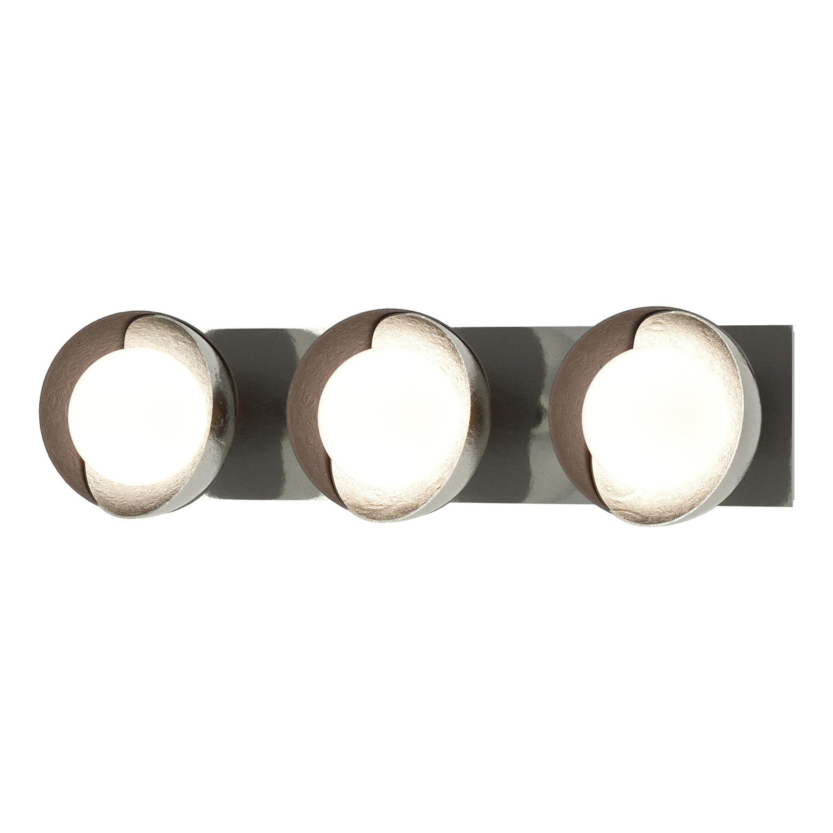 Hubbardton Forge 2022 Sterling Oil Rubbed Bronze Opal Glass (GG) Brooklyn 3-Light Straight Double Shade Bath Sconce