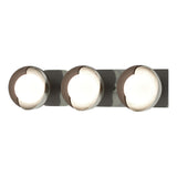 Hubbardton Forge 2022 Sterling Oil Rubbed Bronze Opal Glass (GG) Brooklyn 3-Light Straight Double Shade Bath Sconce