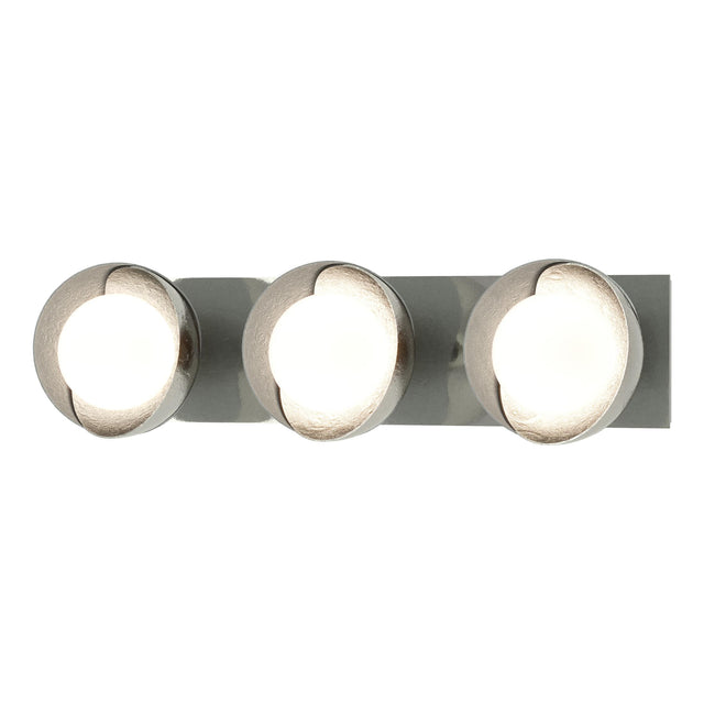 Hubbardton Forge 2022 Sterling Vintage Platinum Opal Glass (GG) Brooklyn 3-Light Straight Double Shade Bath Sconce