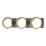 Hubbardton Forge 2022 Sterling Soft Gold Opal Glass (GG) Brooklyn 3-Light Straight Double Shade Bath Sconce