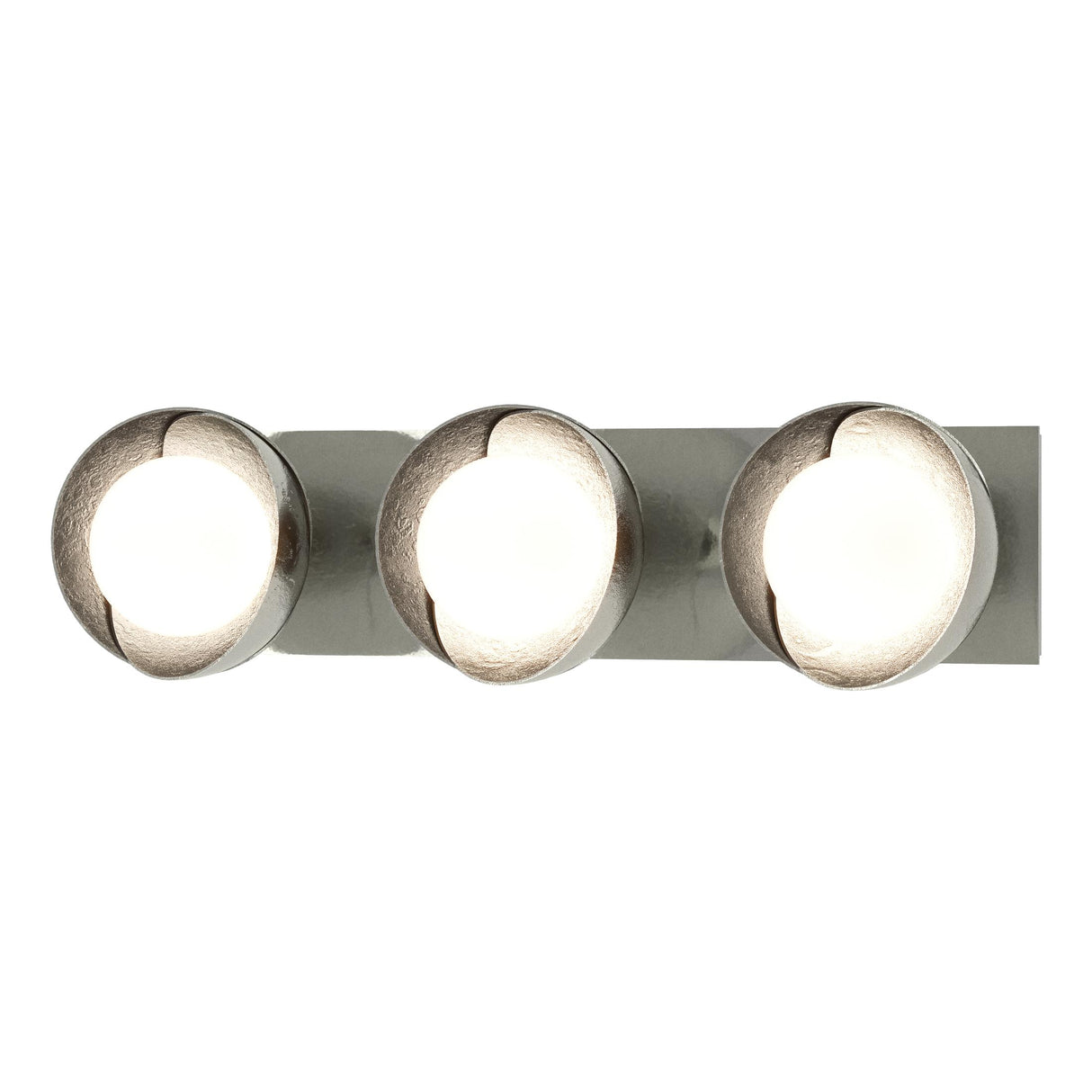 Hubbardton Forge 2022 Sterling Sterling Opal Glass (GG) Brooklyn 3-Light Straight Double Shade Bath Sconce