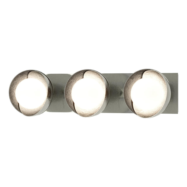 Hubbardton Forge 2022 Sterling Sterling Opal Glass (GG) Brooklyn 3-Light Straight Double Shade Bath Sconce