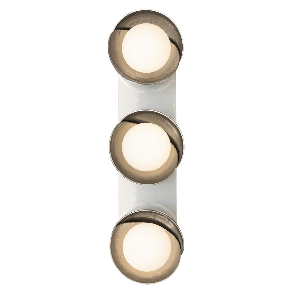 Hubbardton Forge 2022 Sterling Sterling Opal Glass (GG) Brooklyn 3-Light Straight Double Shade Bath Sconce