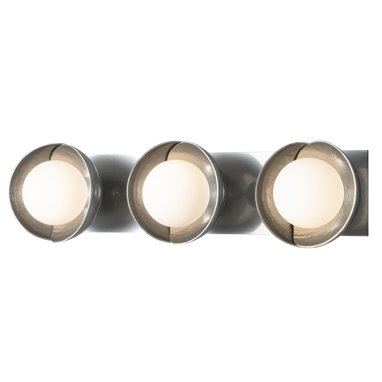 Hubbardton Forge 2022 Sterling Sterling Opal Glass (GG) Brooklyn 3-Light Straight Double Shade Bath Sconce