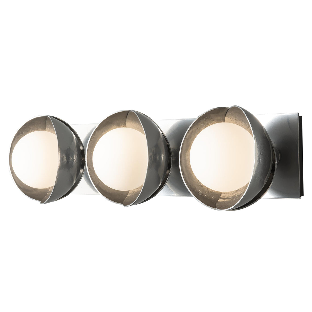 Hubbardton Forge 2022 Sterling Sterling Opal Glass (GG) Brooklyn 3-Light Straight Double Shade Bath Sconce