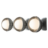 Hubbardton Forge 2022 Sterling Sterling Opal Glass (GG) Brooklyn 3-Light Straight Double Shade Bath Sconce