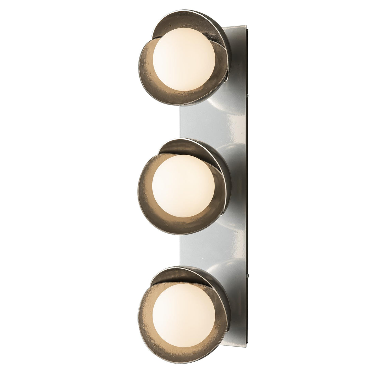 Hubbardton Forge 2022 Sterling Sterling Opal Glass (GG) Brooklyn 3-Light Straight Double Shade Bath Sconce