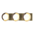 Hubbardton Forge 2022 Modern Brass Black Opal Glass (GG) Brooklyn 3-Light Straight Double Shade Bath Sconce