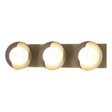 Hubbardton Forge 2022 Modern Brass Black Opal Glass (GG) Brooklyn 3-Light Straight Double Shade Bath Sconce