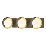 Hubbardton Forge 2022 Modern Brass Oil Rubbed Bronze Opal Glass (GG) Brooklyn 3-Light Straight Double Shade Bath Sconce