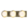 Hubbardton Forge 2022 Modern Brass Vintage Platinum Opal Glass (GG) Brooklyn 3-Light Straight Double Shade Bath Sconce