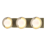 Hubbardton Forge 2022 Modern Brass Vintage Platinum Opal Glass (GG) Brooklyn 3-Light Straight Double Shade Bath Sconce