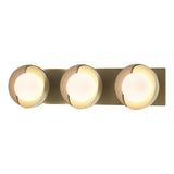 Hubbardton Forge 2022 Modern Brass Soft Gold Opal Glass (GG) Brooklyn 3-Light Straight Double Shade Bath Sconce