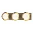 Hubbardton Forge 2022 Modern Brass Sterling Opal Glass (GG) Brooklyn 3-Light Straight Double Shade Bath Sconce