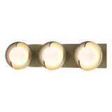 Hubbardton Forge 2022 Modern Brass Sterling Opal Glass (GG) Brooklyn 3-Light Straight Double Shade Bath Sconce