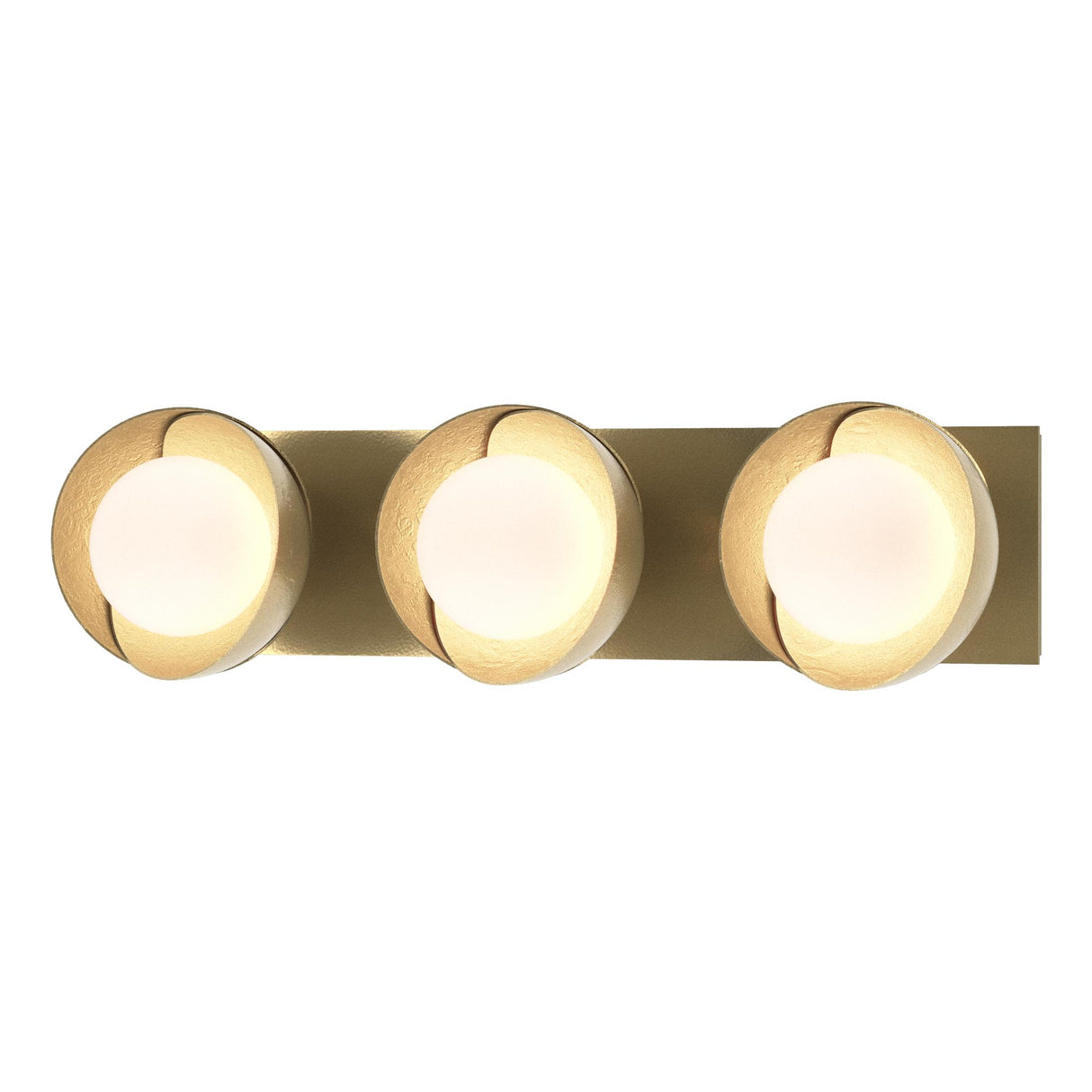 Hubbardton Forge 2022 Modern Brass Modern Brass Opal Glass (GG) Brooklyn 3-Light Straight Double Shade Bath Sconce