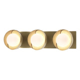 Hubbardton Forge 2022 Modern Brass Modern Brass Opal Glass (GG) Brooklyn 3-Light Straight Double Shade Bath Sconce
