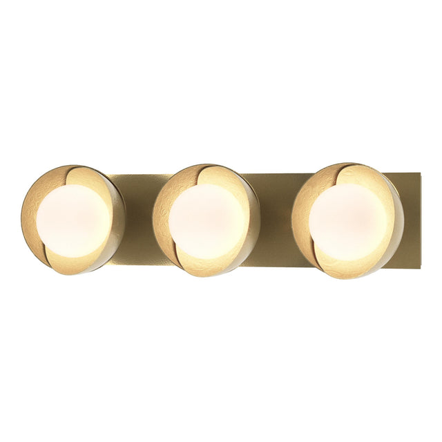 Hubbardton Forge 2022 Modern Brass Modern Brass Opal Glass (GG) Brooklyn 3-Light Straight Double Shade Bath Sconce