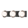 Hubbardton Forge 2022 Black White Opal Glass (GG) Brooklyn 3-Light Straight Double Shade Bath Sconce