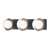 Hubbardton Forge 2022 Black White Opal Glass (GG) Brooklyn 3-Light Straight Double Shade Bath Sconce