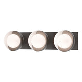 Hubbardton Forge 2022 Oil Rubbed Bronze White Opal Glass (GG) Brooklyn 3-Light Straight Double Shade Bath Sconce