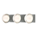 Hubbardton Forge 2022 Vintage Platinum White Opal Glass (GG) Brooklyn 3-Light Straight Double Shade Bath Sconce