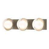 Hubbardton Forge 2022 Soft Gold White Opal Glass (GG) Brooklyn 3-Light Straight Double Shade Bath Sconce