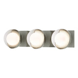 Hubbardton Forge 2022 Sterling White Opal Glass (GG) Brooklyn 3-Light Straight Double Shade Bath Sconce