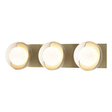 Hubbardton Forge 2022 Modern Brass White Opal Glass (GG) Brooklyn 3-Light Straight Double Shade Bath Sconce