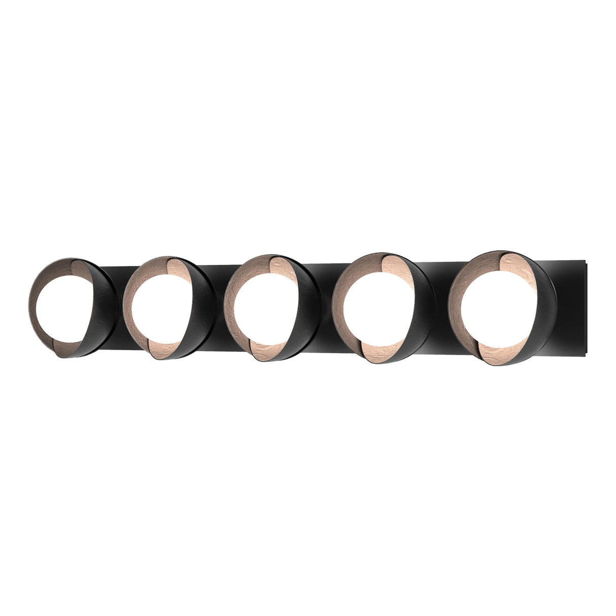 Hubbardton Forge 2022 Black Black Opal Glass (GG) Brooklyn 5-Light Straight Double Shade Bath Sconce