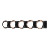 Hubbardton Forge 2022 Black Black Opal Glass (GG) Brooklyn 5-Light Straight Double Shade Bath Sconce